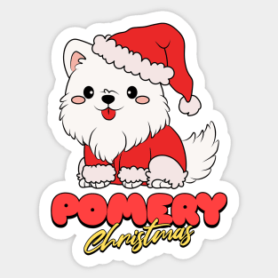 Merry Christmas pomeranian dog pom pomerian typography | Morcaworks Sticker